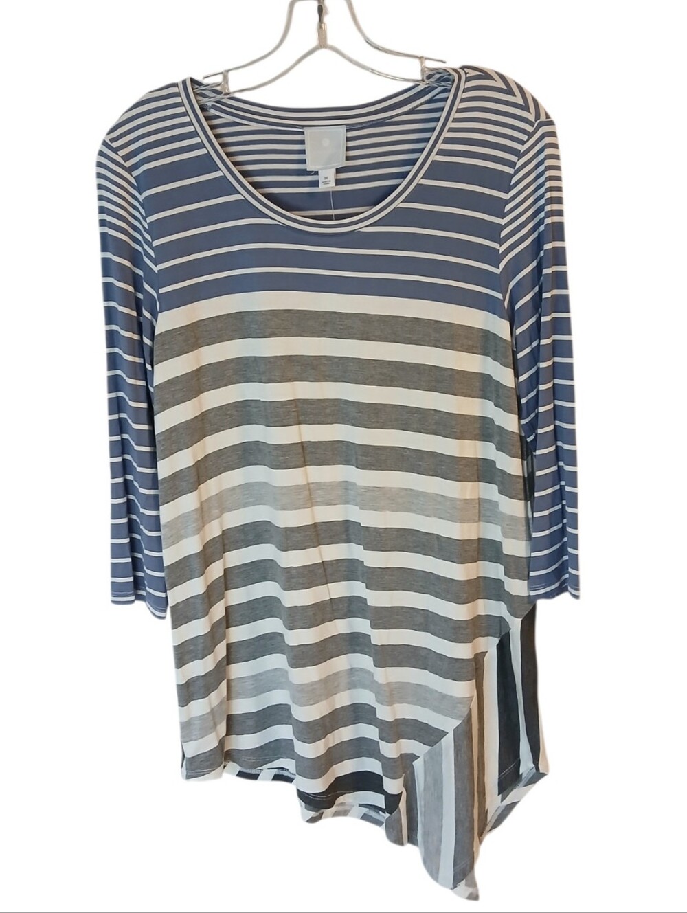 Dressbarn Sunday Striped Asymmetric Hem Top Size Medium NWT